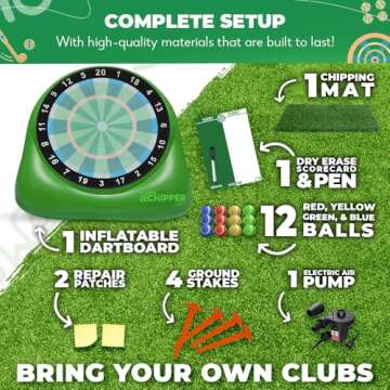 SWOOC Games – Bull Chipper | Giant Golf Darts (Over 6ft Tall) w/ 10+ Golf Games | Backyard Golf Game with Air Pump | Yard Games for Adults | Giant Outdoor Games for Adults and Family | Outside Games