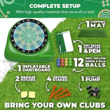 SWOOC Games – Bull Chipper | Giant Golf Darts (Over 6ft Tall) w/ 10+ Golf Games | Backyard Golf Game with Air Pump | Yard Games for Adults | Giant Outdoor Games for Adults and Family | Outside Games