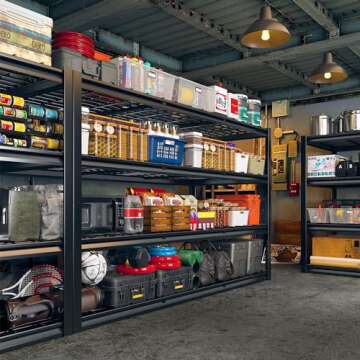 REIBII 60" W Garage Shelving Heavy Duty Storage Shelves 2500 LBS Commercial Metal Shelving Units and Storage Rack Shelf for Garage Warehouse Pantry,Kitchen School, 60" W*60" H*24" D