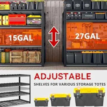 REIBII Heavy Duty 60" W Garage Shelving Unit with 2500 LBS Capacity