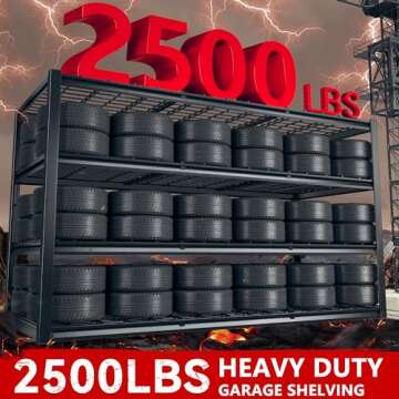 REIBII 60" W Garage Shelving Heavy Duty Storage Shelves 2500 LBS Commercial Metal Shelving Units and Storage Rack Shelf for Garage Warehouse Pantry,Kitchen School, 60" W*60" H*24" D