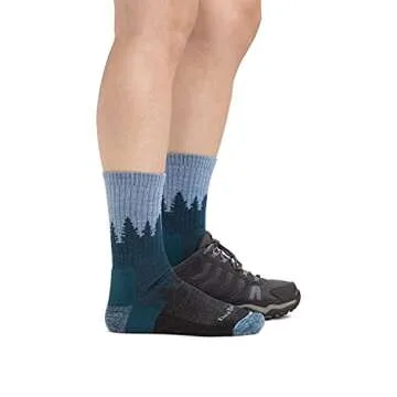 Darn Tough Women's Treeline Micro Crew Midweight with Cushion Hiking Sock (Style 1971) - Aqua, Medium