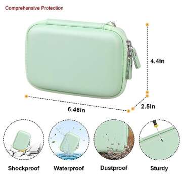 Elonbo Carrying Case for Fujifilm Instax Mini Link 3/2/ 1 Smartphone Printer, Portable Instant Photo Printer Travel Case, Mesh Pocket Fits Fujifilm Instax Mini Instant Film Photo Paper, Green