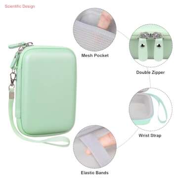 Elonbo Carrying Case for Fujifilm Instax Mini Link 3/2/ 1 Smartphone Printer, Portable Instant Photo Printer Travel Case, Mesh Pocket Fits Fujifilm Instax Mini Instant Film Photo Paper, Green