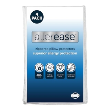 Set of 4 AllerEase Pillow Protectors - Allergy Protection, Soft & Comfortable