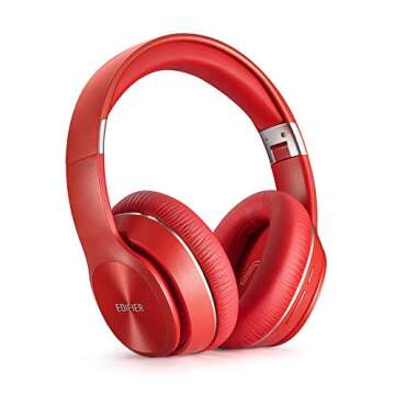 Edifier W820BT Bluetooth Headphones - Foldable Wireless Headphone with 80-Hour Long Battery Life - Red