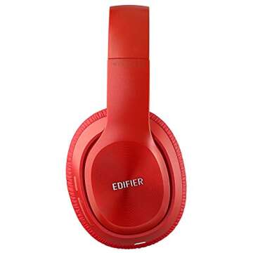 Edifier W820BT Bluetooth Headphones - Foldable Wireless Headphone with 80-Hour Long Battery Life - Red