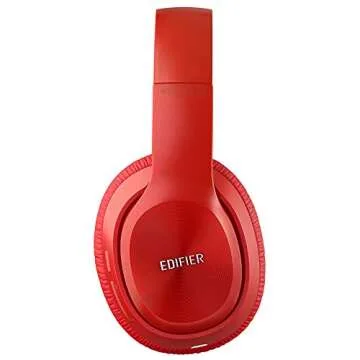 Edifier W820BT Bluetooth Headphones - Foldable Wireless Headphone with 80-Hour Long Battery Life - Red