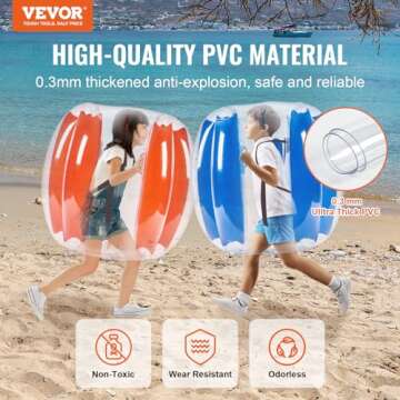 VEVOR Inflatable Bumper Balls 2-Pack, 3FT/0.9M Body Sumo Zorb Balls for Kids & Teens, Durable PVC Hu...