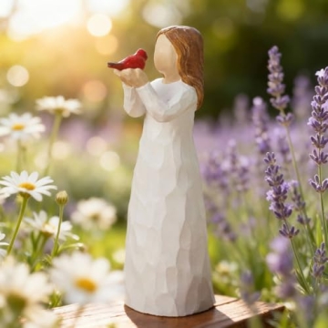 JQKBST Hand-Painted Angel Cardinal Figurine - Sympathy Gift for Grief Support