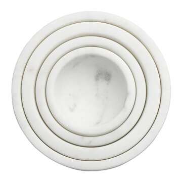 Creative Co-Op White Marble (Set of 4) Bowl