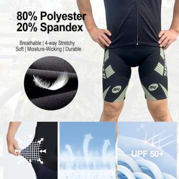 sponeed Men's Cycling Shorts Padded Bicycle Riding Pants Bike Biking Clothes Cycle Wear Tights
