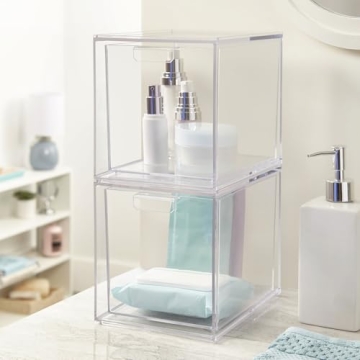 STORi Audrey Stackable Clear Plastic Organizer Drawers 2 Piece Set