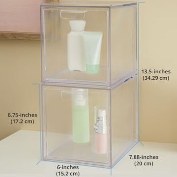 STORi Audrey Stackable Clear Plastic Organizer Drawers 2 Piece Set