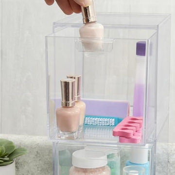 STORi Audrey Stackable Clear Plastic Organizer Drawers 2 Piece Set