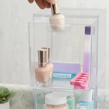 STORi Audrey Stackable Clear Plastic Organizer Drawers 2 Piece Set