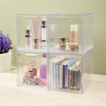 STORi Audrey Stackable Clear Plastic Organizer Drawers 2 Piece Set
