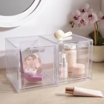 STORi Audrey Stackable Clear Plastic Organizer Drawers 2 Piece Set