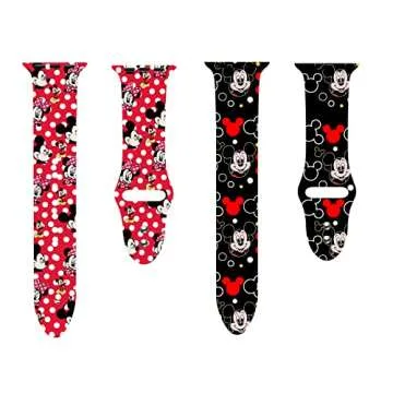 Atea 2 Pack Mouse Watch Band Compatible with Apple Watch Bands 45mm 44mm 42mm 41mm 40mm 38mm 49mm, Cute Cartoon Silicone Wristband Replacement Strap fits iWatch Series 8 7 6 5 4 3 2 1 SE