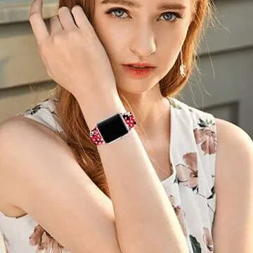 Atea 2 Pack Mouse Watch Band Compatible with Apple Watch Bands 45mm 44mm 42mm 41mm 40mm 38mm 49mm, Cute Cartoon Silicone Wristband Replacement Strap fits iWatch Series 8 7 6 5 4 3 2 1 SE