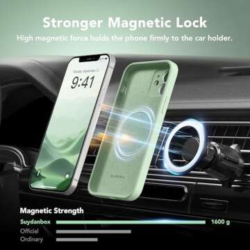 SuydanBox Magnetic for iPhone 12 Case, Compatible with MagSafe, [Full Camera Protection][Screen Protectors] Silicone Shockproof Protective Phone Case for iPhone 12 6.1", Matcha