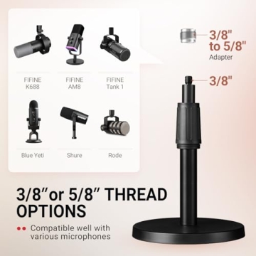FIFINE Adjustable Heavy-Duty Microphone Stand for Streaming