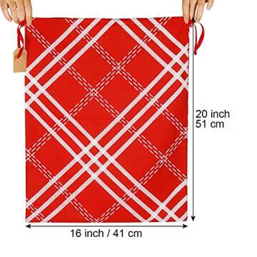 HRX Package 100% Cotton Gift Bags Drawstring 20x16 inch, 3pcs Christmas Wrapping Sacks Cloth Pouches...