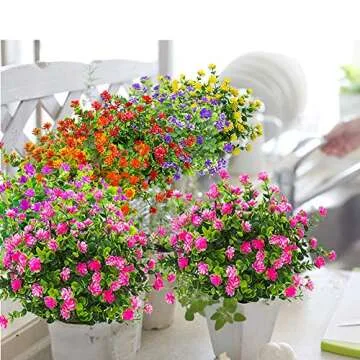 Grunyia Artificial Fake Flowers - UV Resistant Plastic Plants