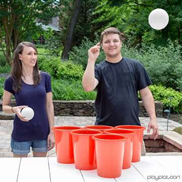 Play Platoon Giant Yard Pong Game Set - 12 Buckets & 2 Balls for Lawn Pong Outdoor Game