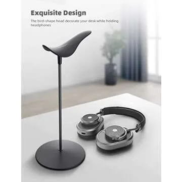 Lamicall Headphone Stand, Desktop Headset Holder - Desk Earphone Stand, for All Headsets Such as Airpods Max, HyperX Gaming Headphones, Beats/Sennheiser Music Headphones - Black