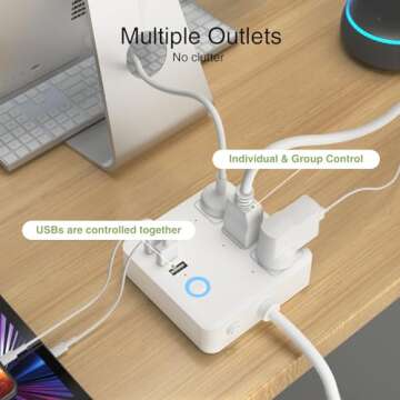 GHome Smart Power Strip with Voice Control & USB Ports