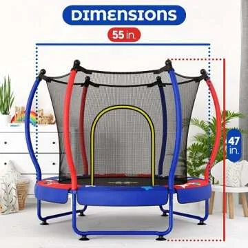 Happin® 55” Toddler Trampoline Indoor & Outdoor Playset Ages 1-6, 5FT Kids Trampoline, Ultra Safe...