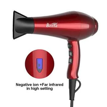 Hair Blow Dryer, Negative Ion Far Infrared Hair Dryer, DC Motor Lightweight 1875W Hair Dryer for Fast Drying, with Diffuser, Concentrator, Comb