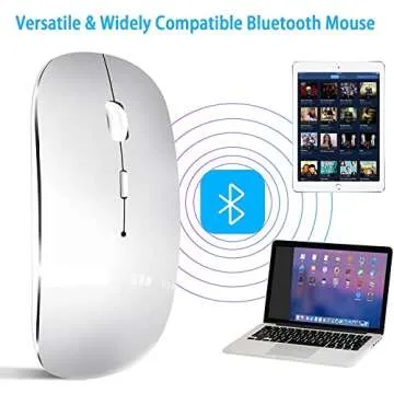 Wireless Mouse for Laptop, Bluetooth Mouse for Macbook Pro/Air/Mac/iPad/Chromebook/Computer -Rechargeale Dual Mode(USB 2.4Ghz + Bluetooth 5.2+ Bluetooth 3.0) Silent Cordless Mouse with USB C Adapter