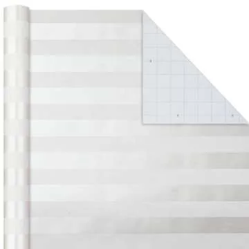 Hallmark Wedding Wrapping Paper Rolls - Gold Hearts, Rose Flowers, White Stripes Gift Wrap Paper (Set of 3 Rolls: 85 sq. ft. ttl) for Bridal Showers, Birthdays, Weddings, Mother's Day, Valentine's Day