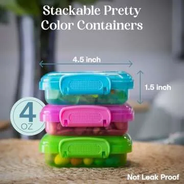 MosJos Snack Containers (4 Set) - 4.75 Oz Small Food Storage Cups with Lids - Fruit, Nuts, Sauce, Condiments & Salad Container for Lunch Box - (3 Bright Colors)