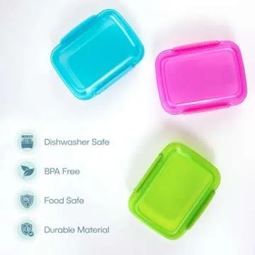 MosJos Snack Containers (4 Set) - 4.75 Oz Small Food Storage Cups with Lids - Fruit, Nuts, Sauce, Condiments & Salad Container for Lunch Box - (3 Bright Colors)