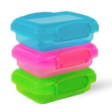 MosJos Snack Containers (4 Set) - 4.75 Oz Small Food Storage Cups with Lids - Fruit, Nuts, Sauce, Condiments & Salad Container for Lunch Box - (3 Bright Colors)