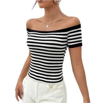 Chic LilyCoco Striped Off-Shoulder Top for Women