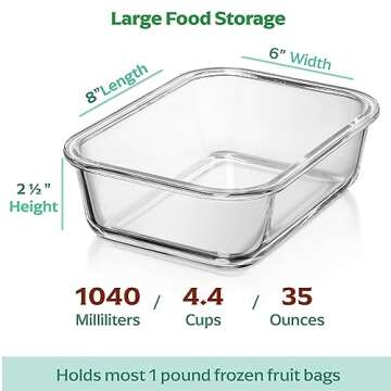 Fusion Gourmet 35 oz Glass Food Storage Containers Set