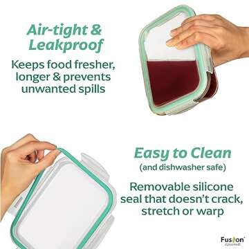 Fusion Gourmet 35 oz Glass Food Storage Containers Set