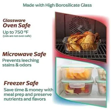 Fusion Gourmet 35 oz Glass Food Storage Containers Set