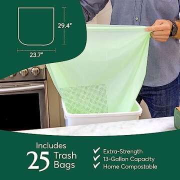 Cleanomic Compostable Trash Bags - Eco-Friendly Kitchen Solution