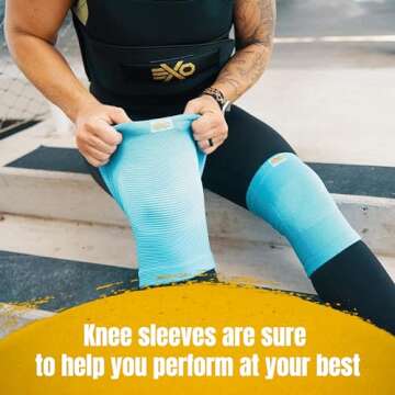 EXO Knee Compression Sleeves, Neoprene Sleeves for Women and Men, High-Performance Knee Compression Support for Squats, Weight Lifting, Powerlifting, Workout - Suitable for Joints, & Arthritis Pain