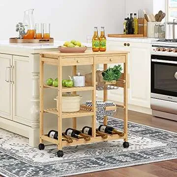 Stylish HOME BI Rolling Kitchen Island with Spacious Storage