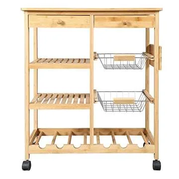 Stylish HOME BI Rolling Kitchen Island with Spacious Storage