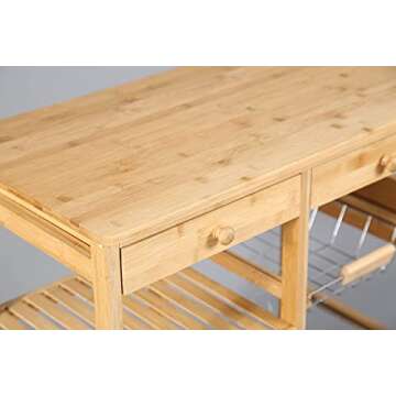 Stylish HOME BI Rolling Kitchen Island with Spacious Storage