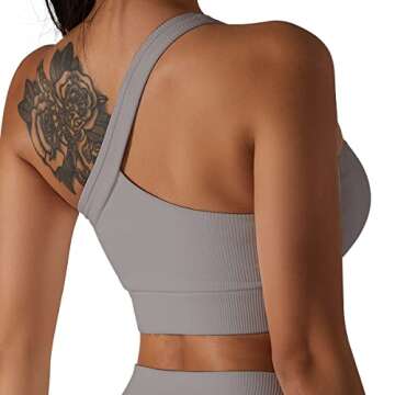 H-Quenby One Shoulder Sports Bras for Women Workout Yoga Crop Top Padded Sexy Cute Post-Surgery Medi...