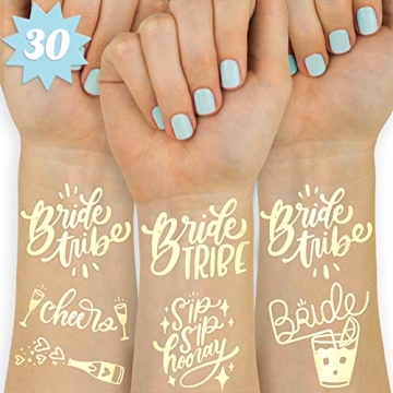 xo, Fetti 30 Bride Tribe Metallic Tattoos | Bachelorette Party Decorations, Bridesmaid Favor + Bride...