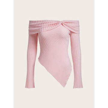 MakeMeChic Off Shoulder Ribbed Tee - Soft & Stylish